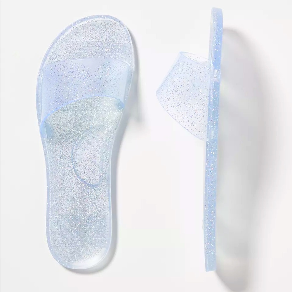 NWT Matisse x Anthropologie Jelly Sandals, size 9, sparkly silver, BRAND NEW!